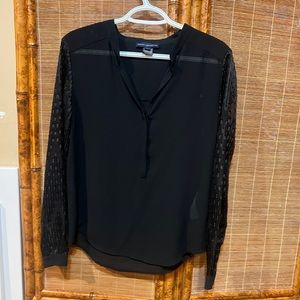 French Connection Black Sheer sleeve blouse